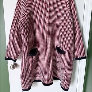 Boden Red and Navy Houndstooth Sweater Dress